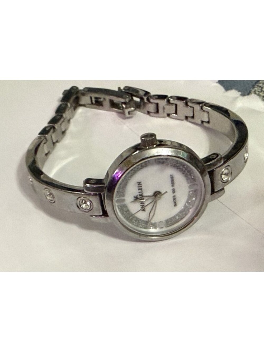 AK Anne Klein Watch Women’s Silver Tone Crystal Bangle Style